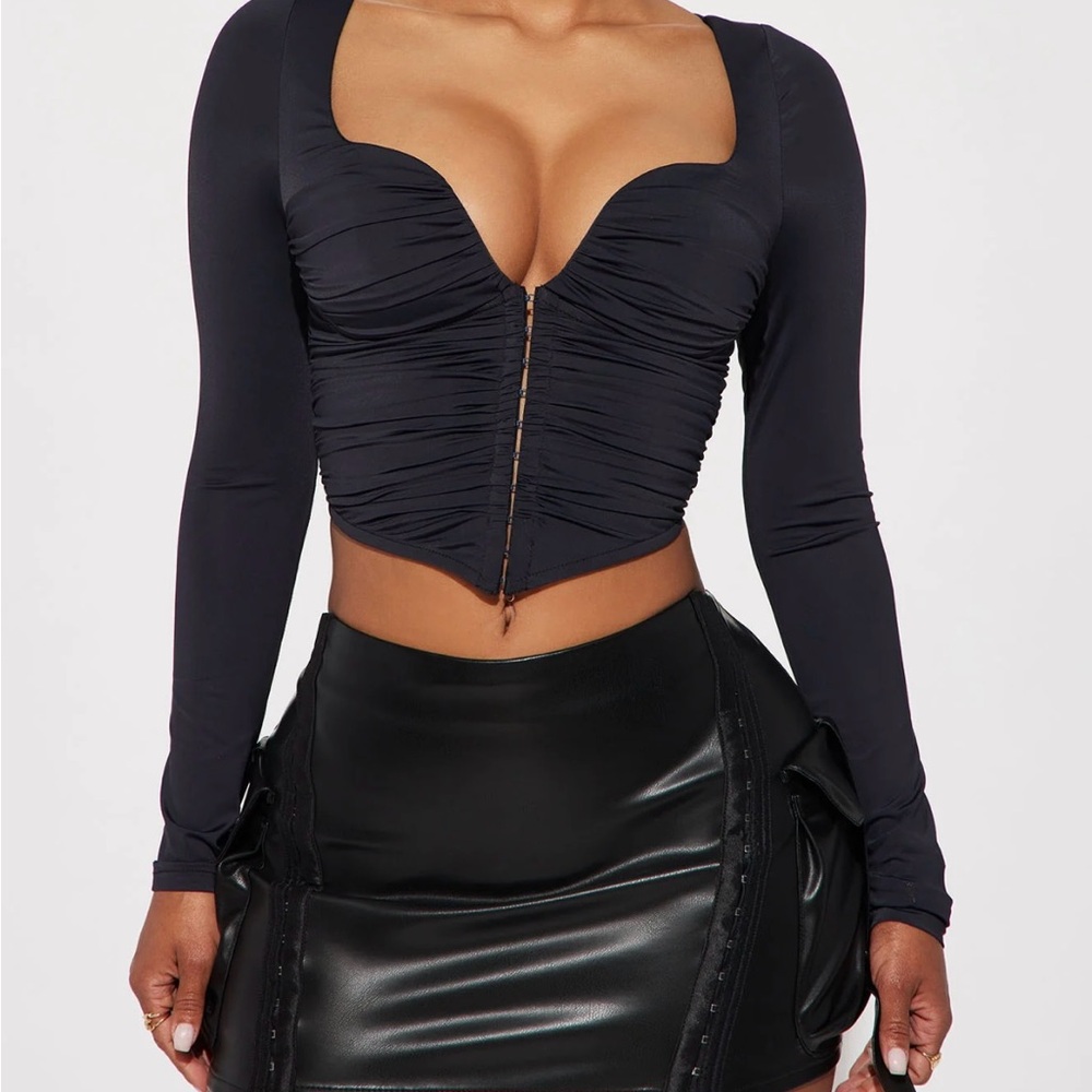 Elegant Black Long Sleeve Women's Top